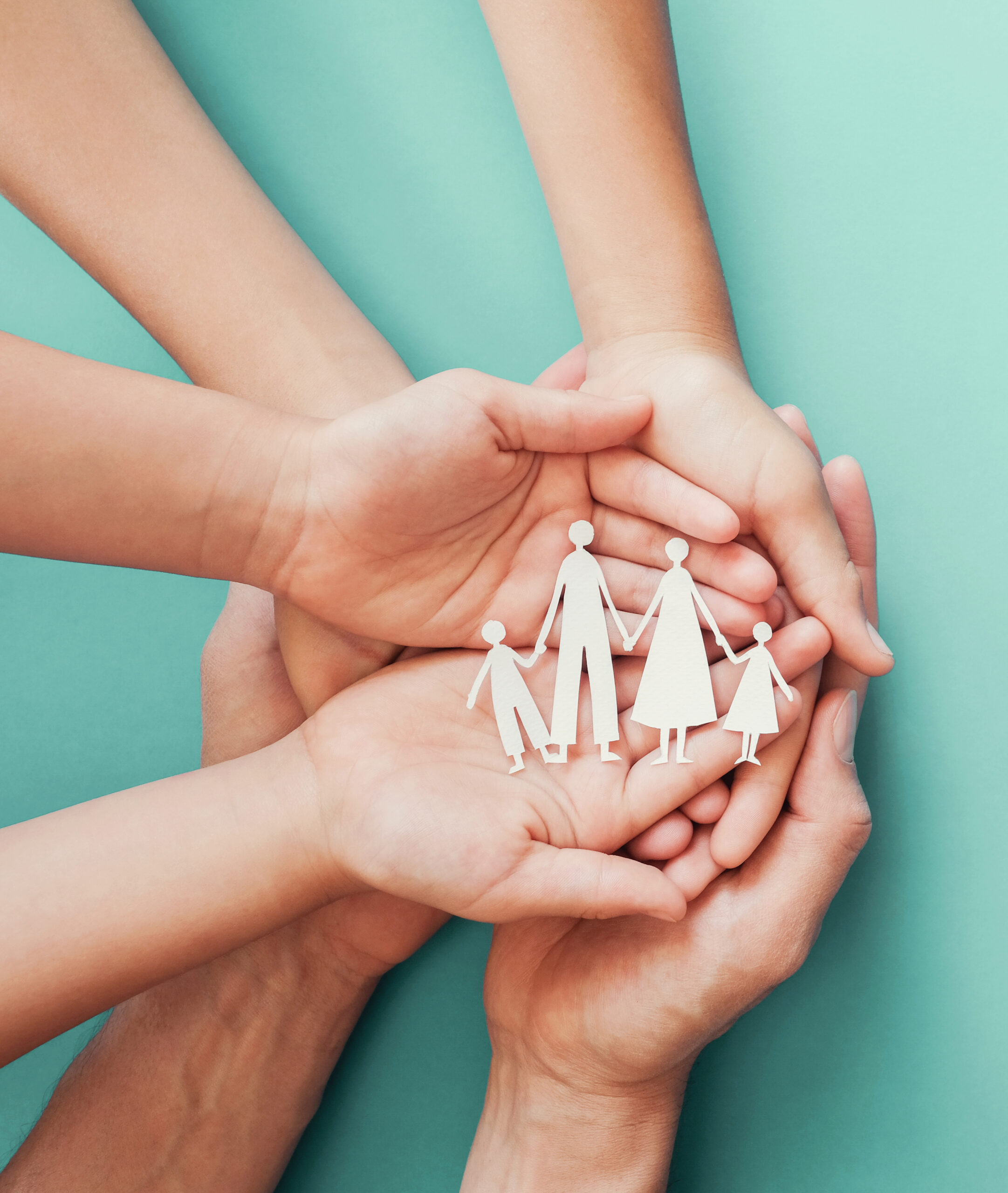 Adult And Children Hands Holding Paper Family Cutout Family Hom